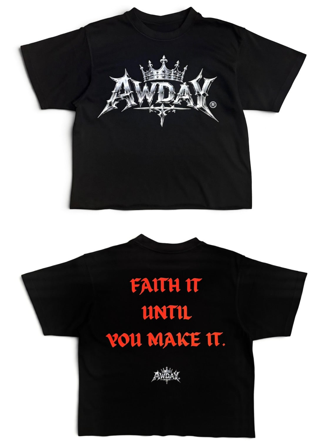AWDAY®️ Faith it until you make it crop Tee