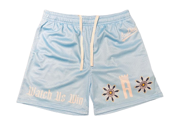 AwDay “WATCH US WIN” mesh shorts w/ drawstring