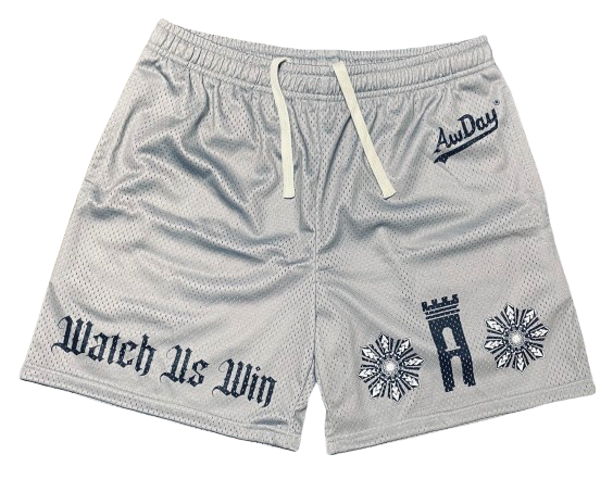 AwDay “WATCH US WIN” mesh shorts w/ drawstring