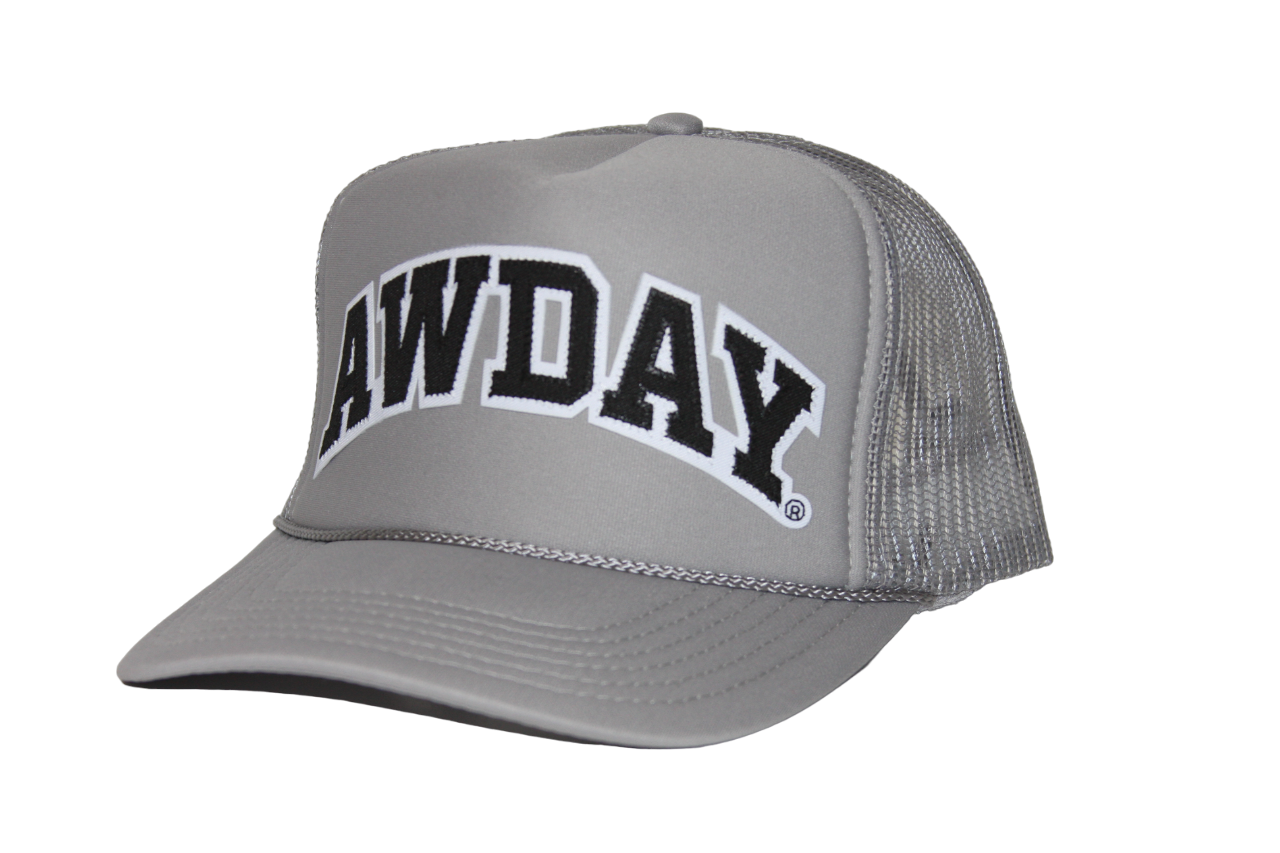 AwDayยฎ ๐๐ซ๐๐ฒ/๐๐ฅ๐๐๐ค Trucker Hat