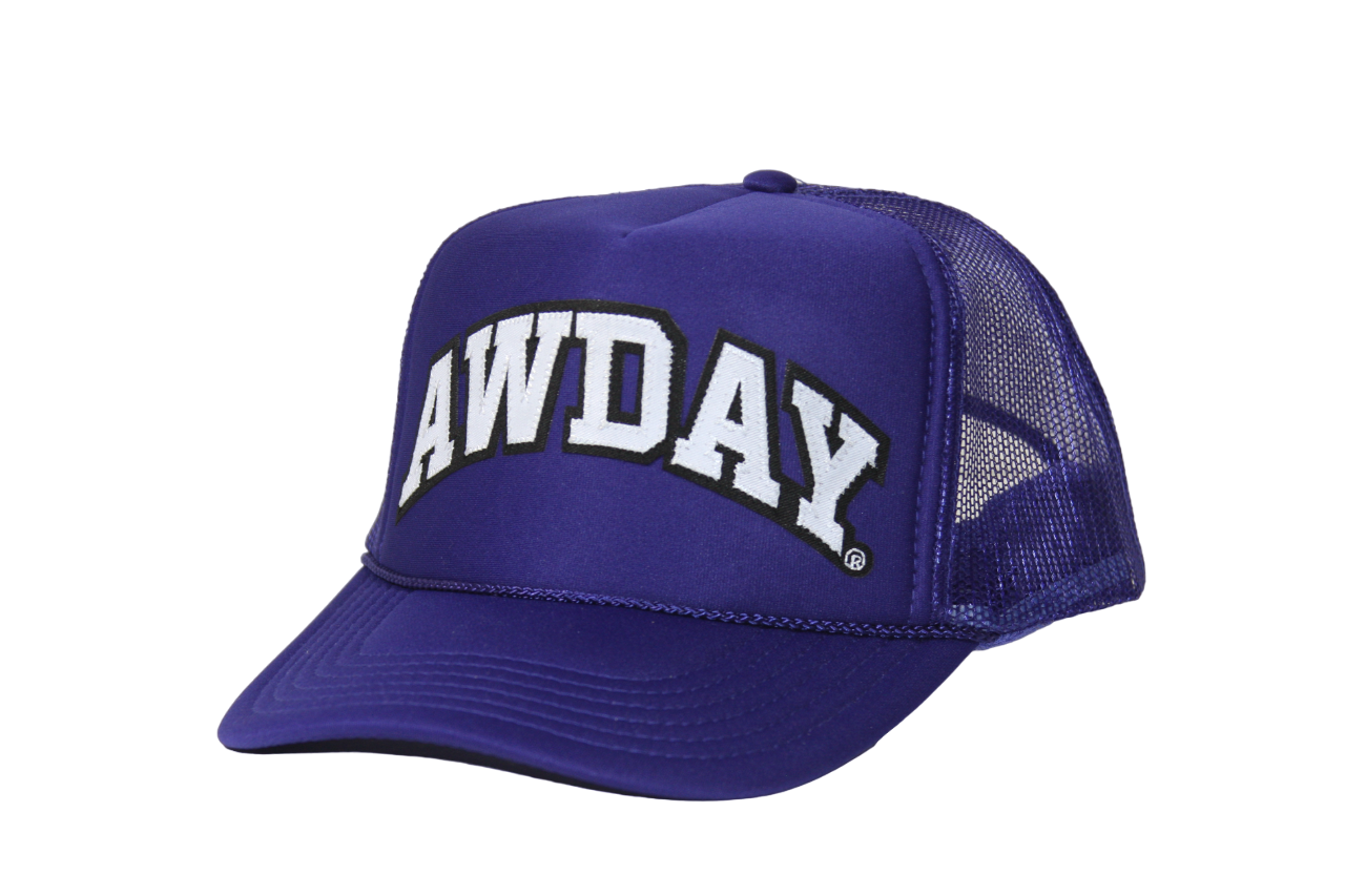 AwDayยฎ ๐๐ฎ๐ซ๐ฉ๐ฅ๐/๐๐ก๐ข๐ญ๐ Trucker Hat